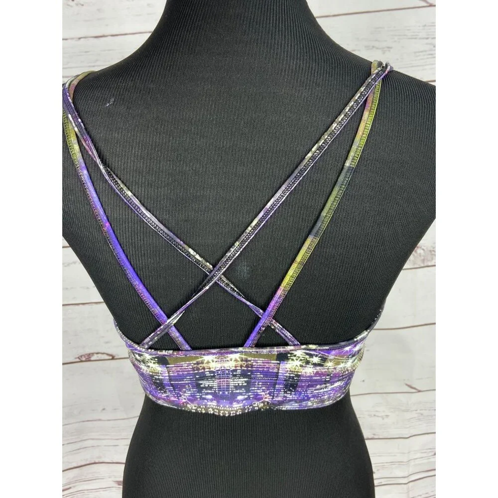 Victoria's Secret Sport VSX Bra With Crisscross Back & Reflective City Print Siz